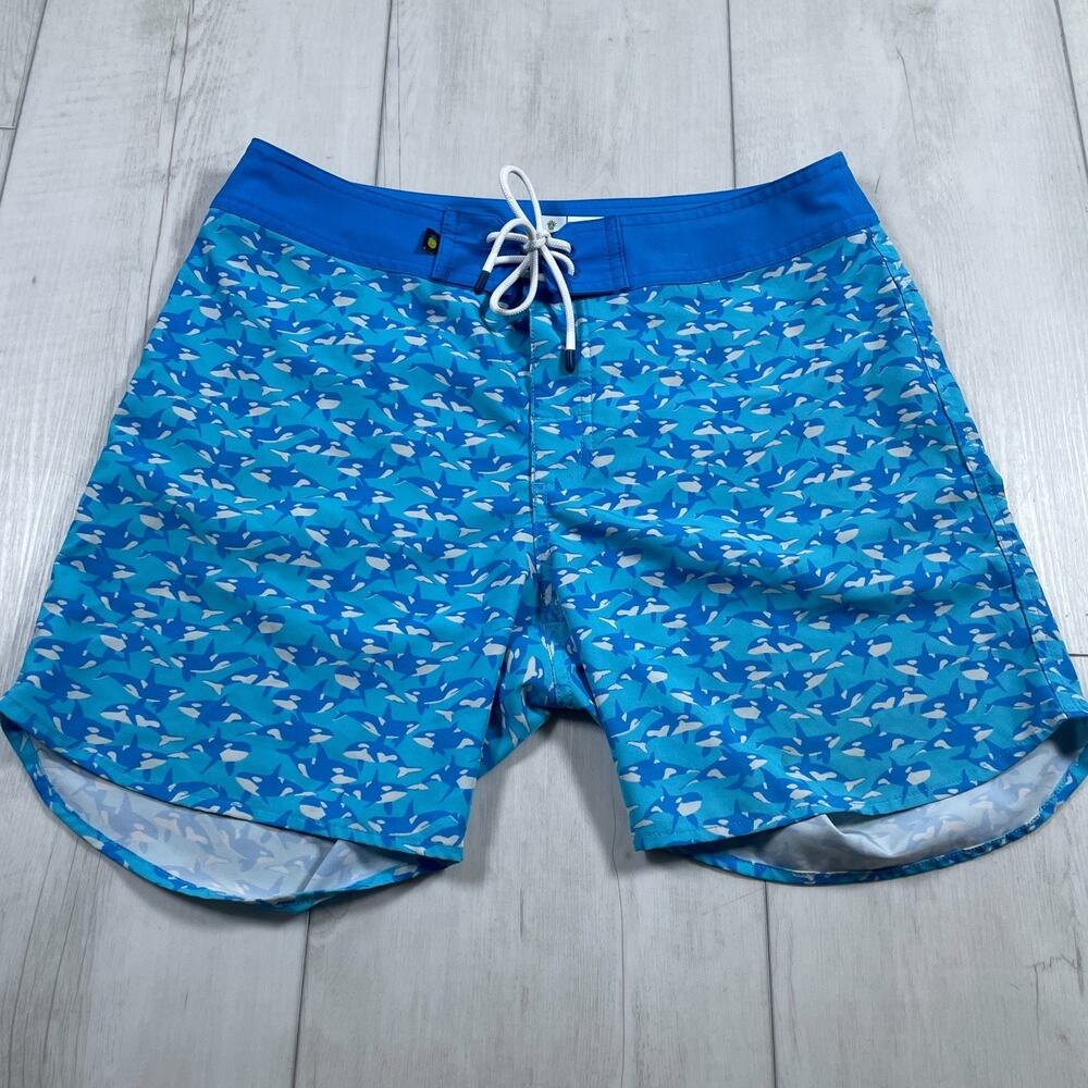 Chubbies Men's 30 Blue 6" Board Shorts Orca Killer Whale Allover Print Unlined
